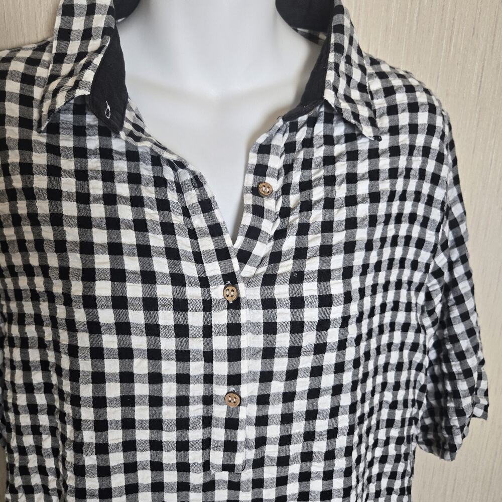 Black & White Gingham Check Large Causal Knee Length Dress, Brand - EMBELLISH - Picture 4 of 11